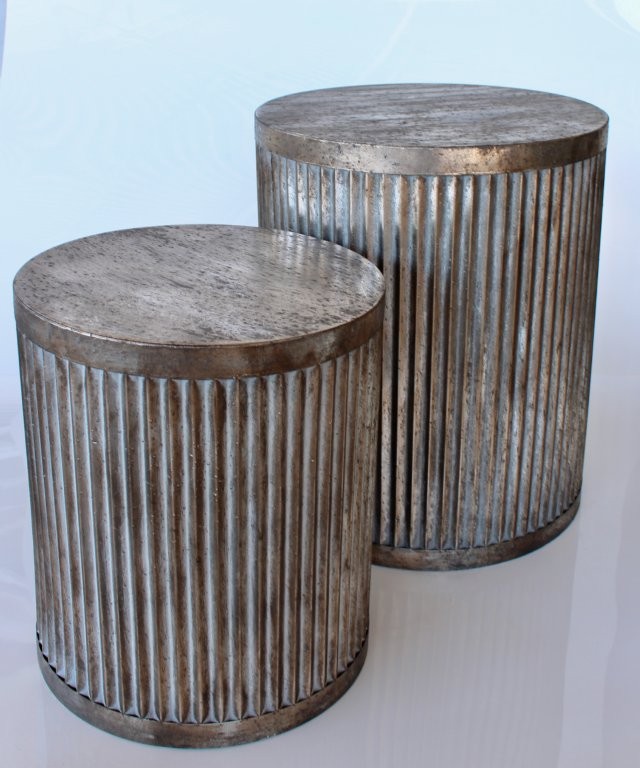 Set Of 2 Metal Drum Tables